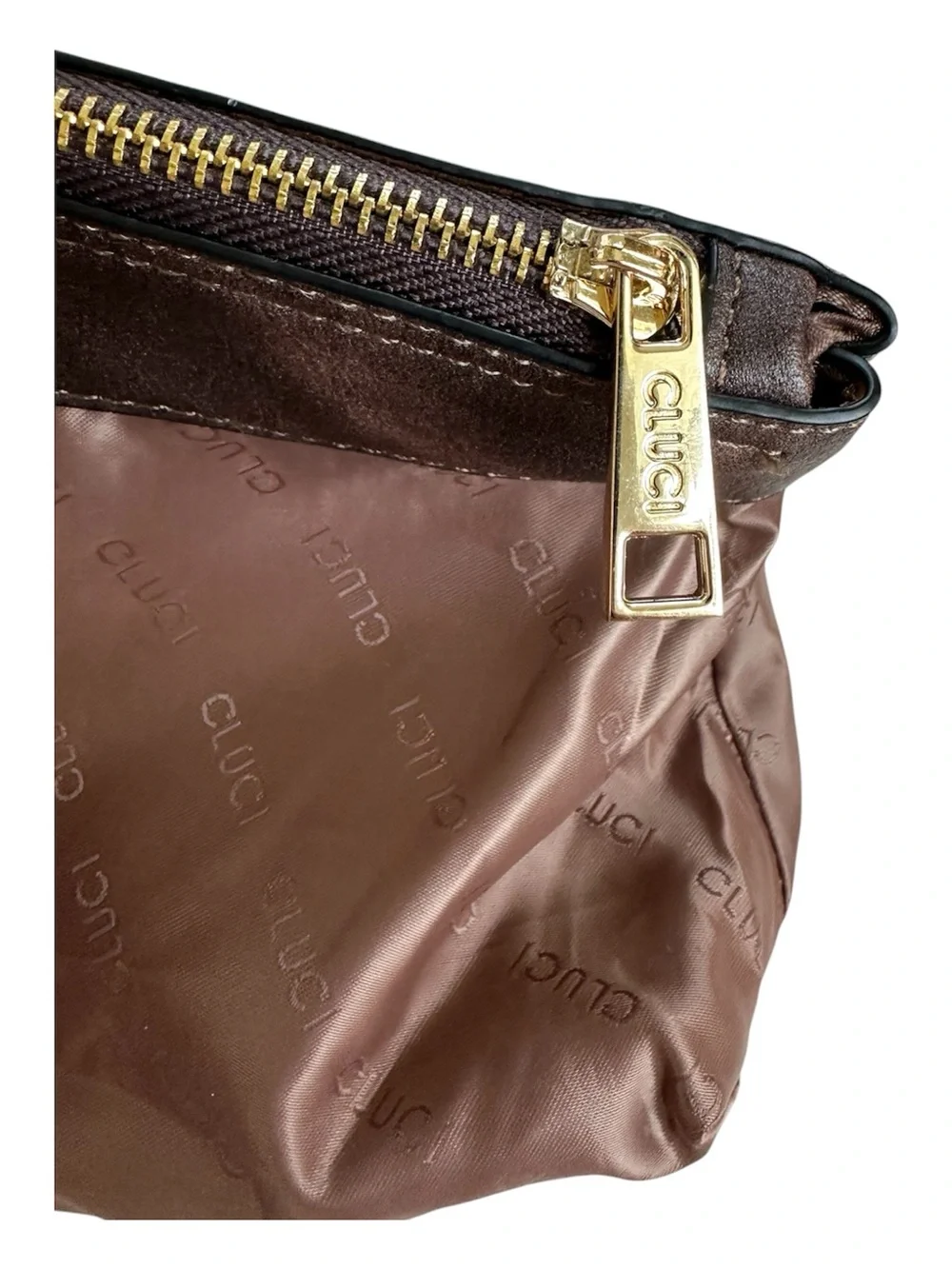 CLUCl Hobo Bag with Matching Cosmetic Pouch Vegan Leather V Design Designer Tote